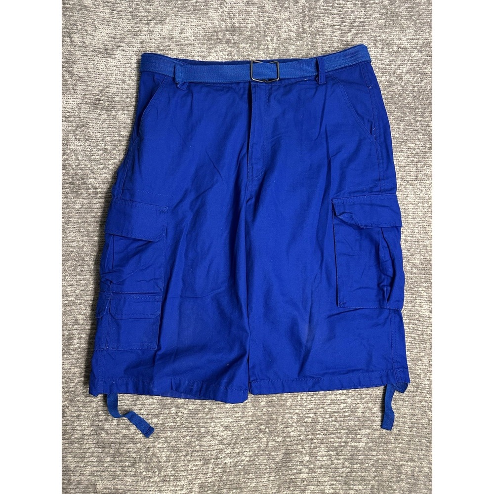 Vintage Belted Cargo Shorts Wide Leg Baggy Size 40 PJ Mark Y2K Skater Gear Blue